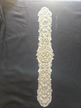 Embellished Crystal Beaded Bridal Applique- Ivory